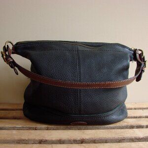 Fossil Black Pebbled Leather Bag Purse Hobo Satchel Tote Shoulder Cowhide